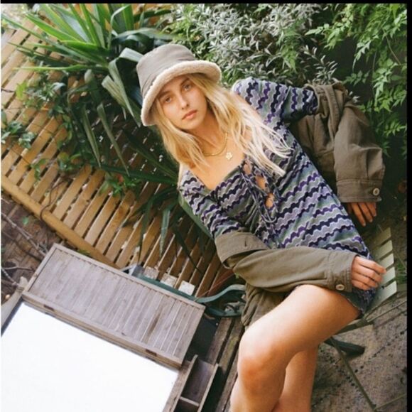 Zara Only one metallic multicolored long sleeve boho mini dress size small - Picture 11 of 12